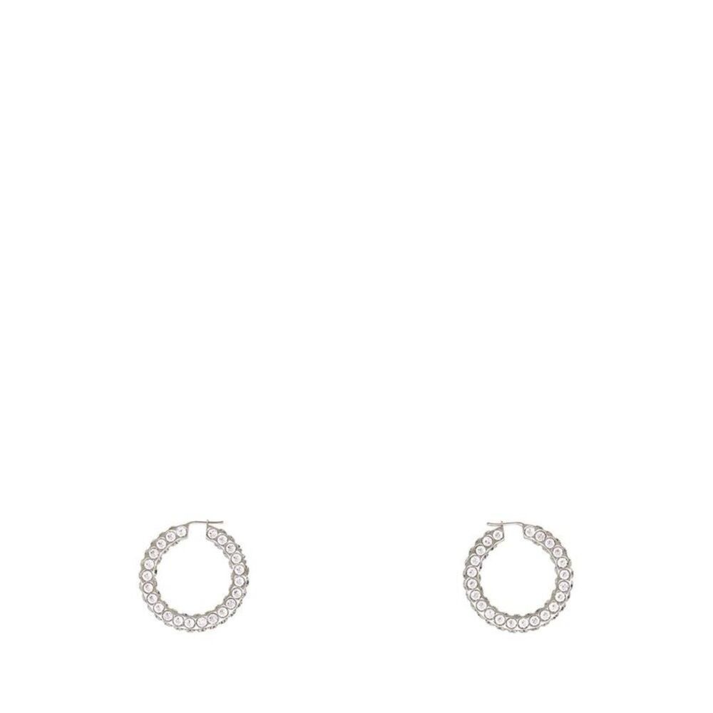 AMINA MUADDI Hoop Earrings with Crystal Embellishments Women SILVER